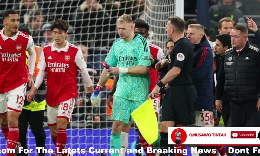 Arsenal goalkeeper Aaron Ramsdale KICKED by Tottenham fan