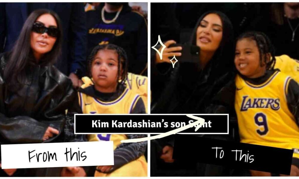 Kim Kardashian’s son Saint sits courtside in Tristan Thompson Lakers jersey