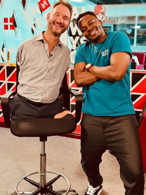 Check Nick Vujic, the 43-year-old motivational speaker born without arms or legs and a father of four? He is in Uganda to preach resilience and empower youth