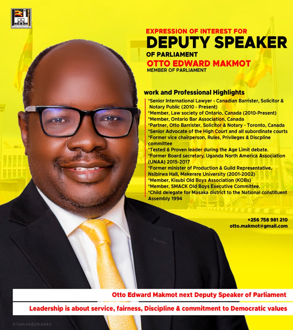 Hon Otto Edward Makmot the Member of Parliament, Agago County joins Deputy Speakership race, who is he?