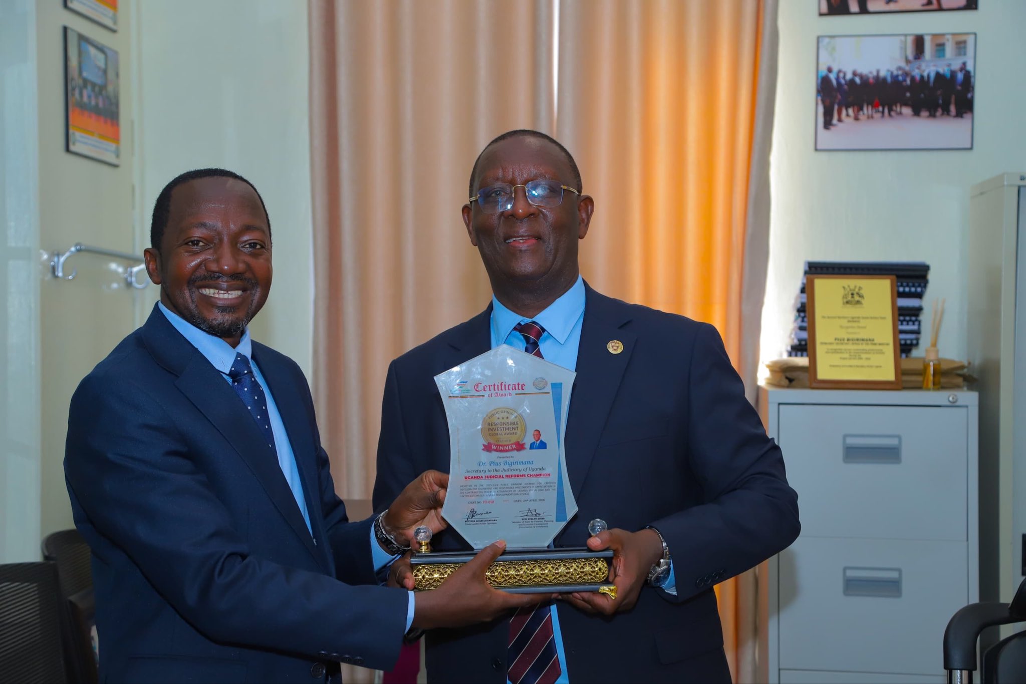 Judiciary Permanent Secretary Bigirimana Awarded