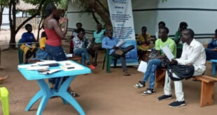 Human Rights Awareness and Promotion Forum legal aid clinic in the Bidi Bidi refugee settlement in Uganda in 2020.