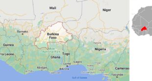 Location of Burkina Faso in West Africa. (Map courtesy of Google)