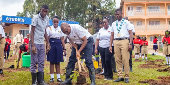 Equity Banks MD Gift Shoko during the tree planting activity.