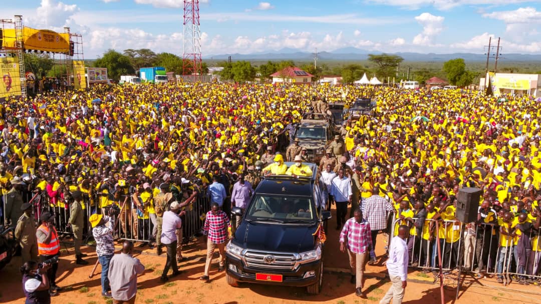 RACE FOR STATE HOUSE! M7 triumphantly raids border district of AMUDAT for votes