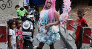 Agustina, 41, a trans woman from Jakarta, Indonesia, poses before the Trans Super Heroes fashion show on Dec. 17, 2023. (Ajeng Dinar Ulfiana photo courtesy of Reuters)