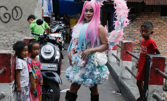 Agustina, 41, a trans woman from Jakarta, Indonesia, poses before the Trans Super Heroes fashion show on Dec. 17, 2023. (Ajeng Dinar Ulfiana photo courtesy of Reuters)