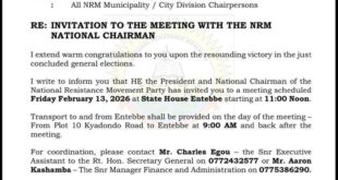 STATE HOUSE CALL M7 Orders All NRM Chiefs to Report