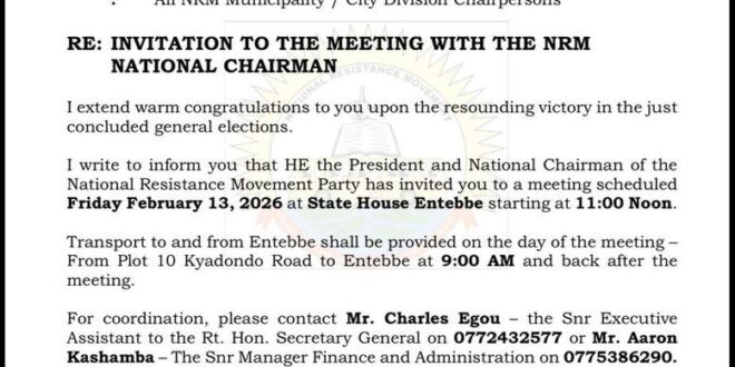 STATE HOUSE CALL M7 Orders All NRM Chiefs to Report