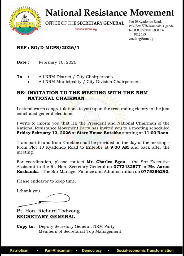 STATE HOUSE CALL! M7 Orders All NRM Chiefs to Report