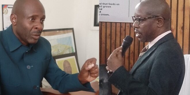 A montage of Mayor Robert Kakyebezi (L) and CAO