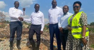Jospong Group Executive Chairman, Dr. Joseph Siaw Agyepong (2nd L) being handed over Kiteezi Landfill