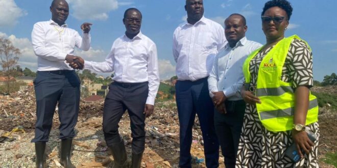 Jospong Group Executive Chairman, Dr. Joseph Siaw Agyepong (2nd L) being handed over Kiteezi Landfill