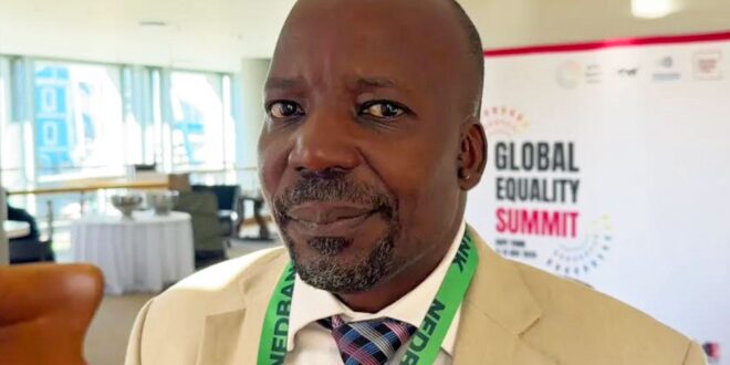 Fox Odoi-Oywelowo at the global equality summit in South Africa in 2024. (Enrique Anarte photo courtesy of Thompson Reuters Foundation)