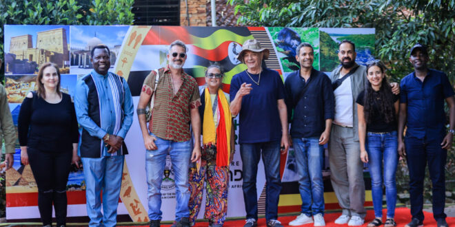 L-R Nancy Abdelhadi industry executives from TravX and Travco Holidays and Uganda goodwill Ambassodor in the Middle East , Lt. Gen. Charles Angina, Chargé d’Affaires of Uganda in Egypt,