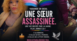 This online outpouring of grief and protest over the murder of Deloresse, a well-known Cameroonian trans woman, states (in French) "Yaoundé in mourning. A sister assassinated. A life cut short by hatred. Never again! To her memory, to those we have lost, to those who still fight, we will not forget, we will no longer be quiet. Stop the hatred. Stop the murders. Stop the impunity. Her only crime: being herself."