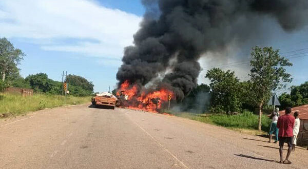 Traffic Paralyzed After Fiery Trailer Crash Shuts Down Gulu–Nimule Highway