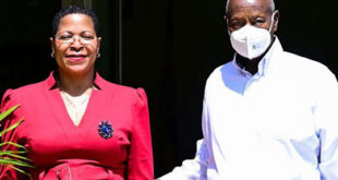 Anita Among and-President Yoweri Museveni in happier times. (Photo courtesy of The Nation)