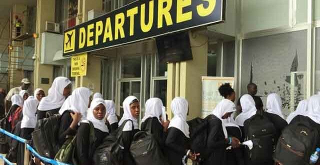 Middle east bound Ugandan migrants at Entebbe airport