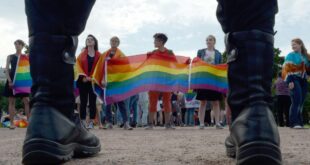 Police confront gay pride rally in Saint Petersburg, Russia, in 2017. (Olga Maltseva photo courtesy of AFP/ Getty Images)